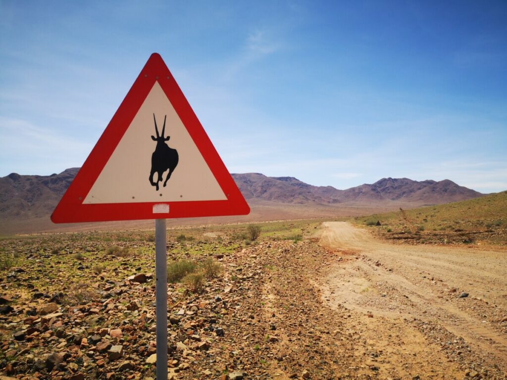 De verkeersborden die je onderweg in Namibie tegenkomt