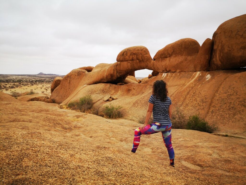 Enjoying the sight of The Arch for the first time - Spitzkoppe