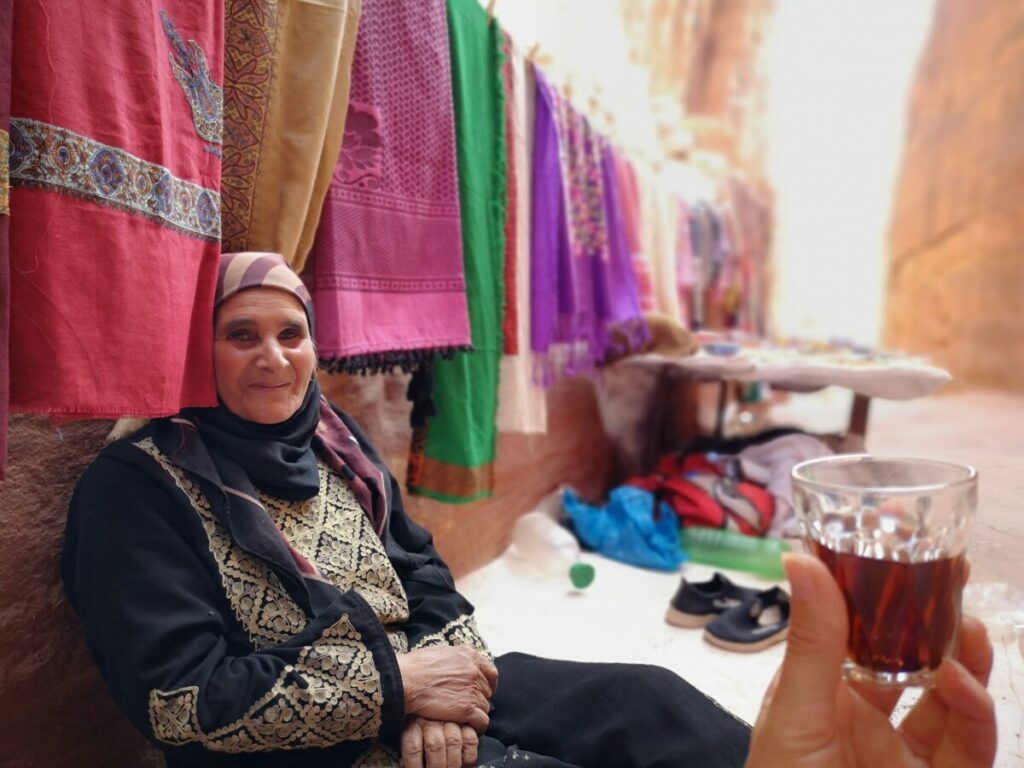 Drinking chai on my way down from the Monastery