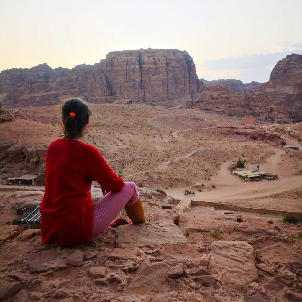 Enjoying the last sunset in the historical city Petra - Jordan