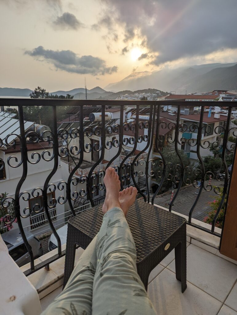 My balcony at hotel Kayahan in Kas, Turkey