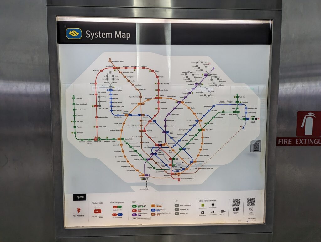 MRT map Singapore - Map van het metrosysteem van Singapore