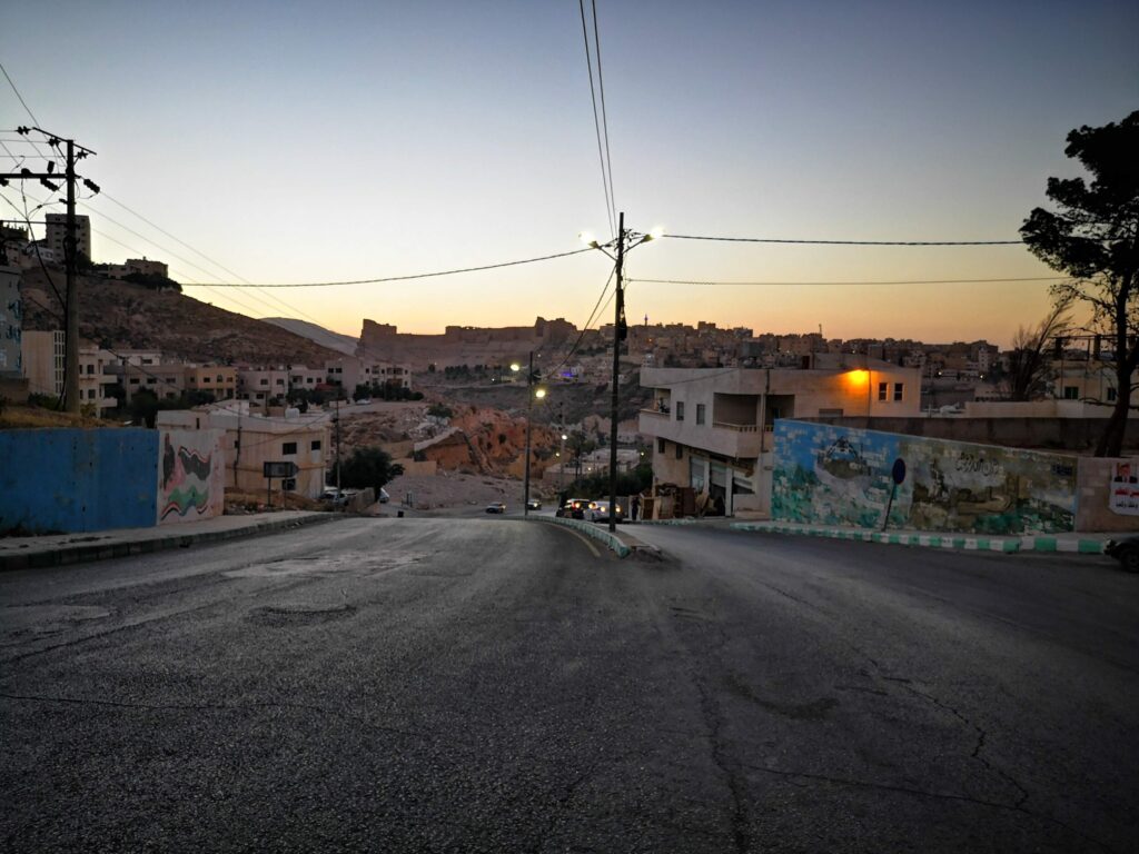 Zicht op het kruisvaarderskasteel in Kerak - Jordanië