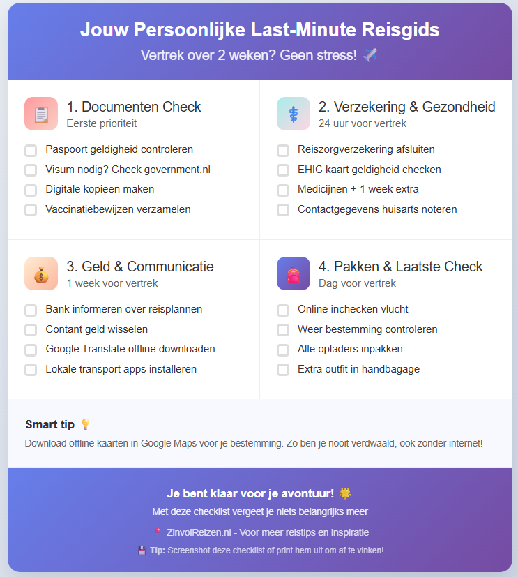 Last Minute reisgids Infographic Zinvol Reizen