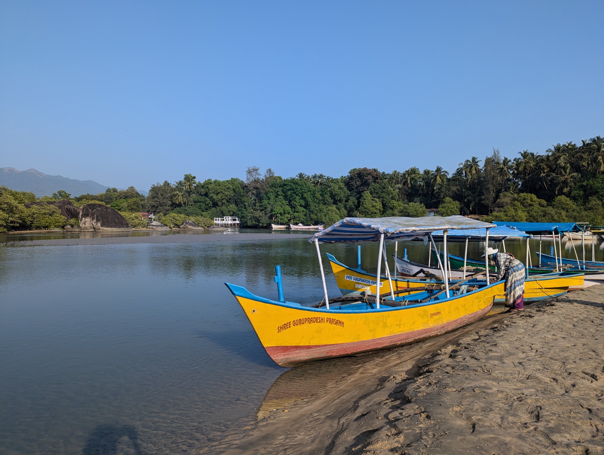 Boot op het strand van Palolem, Goa India
