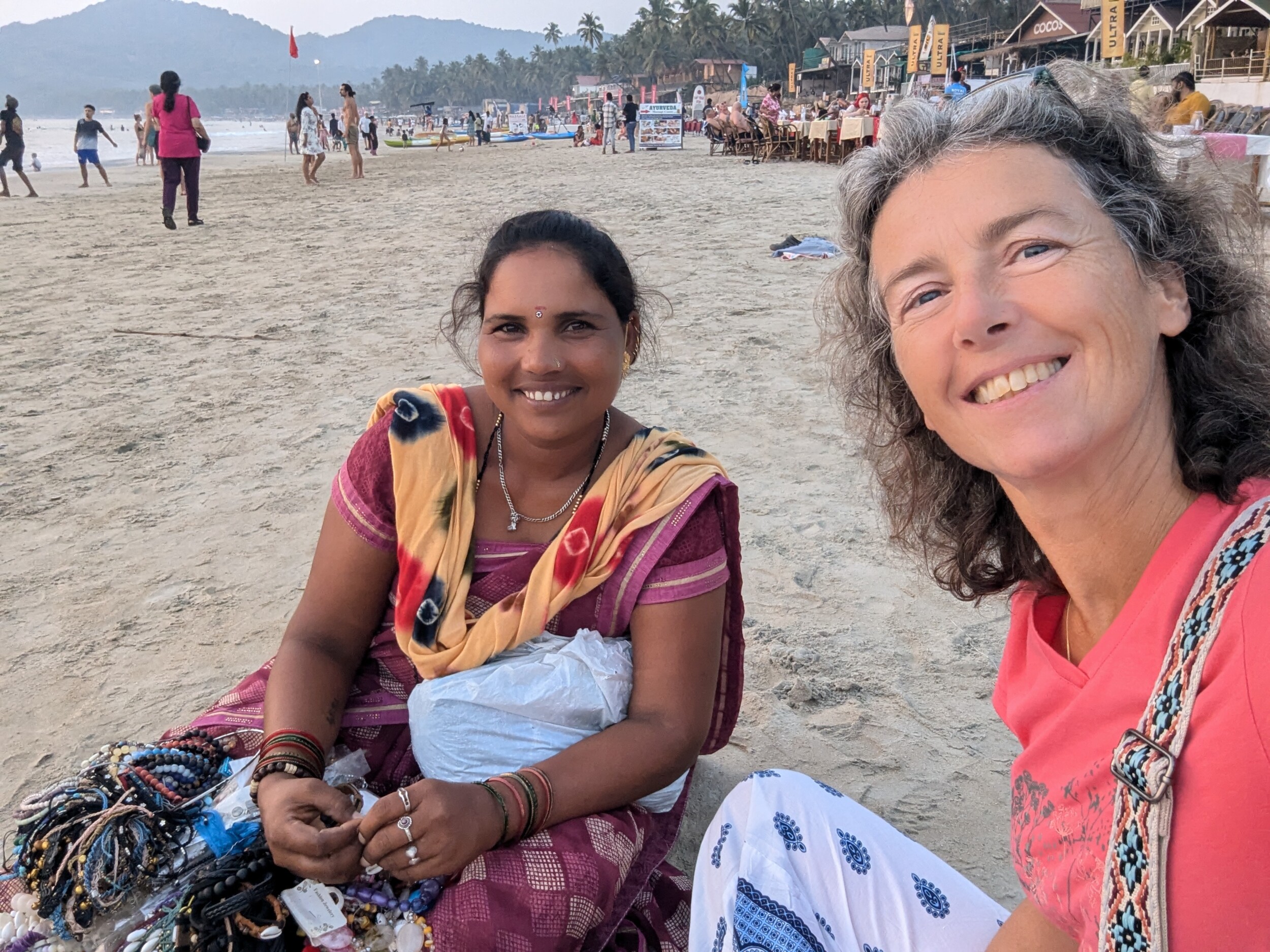 Selfie op het strand Palolem in Goa India