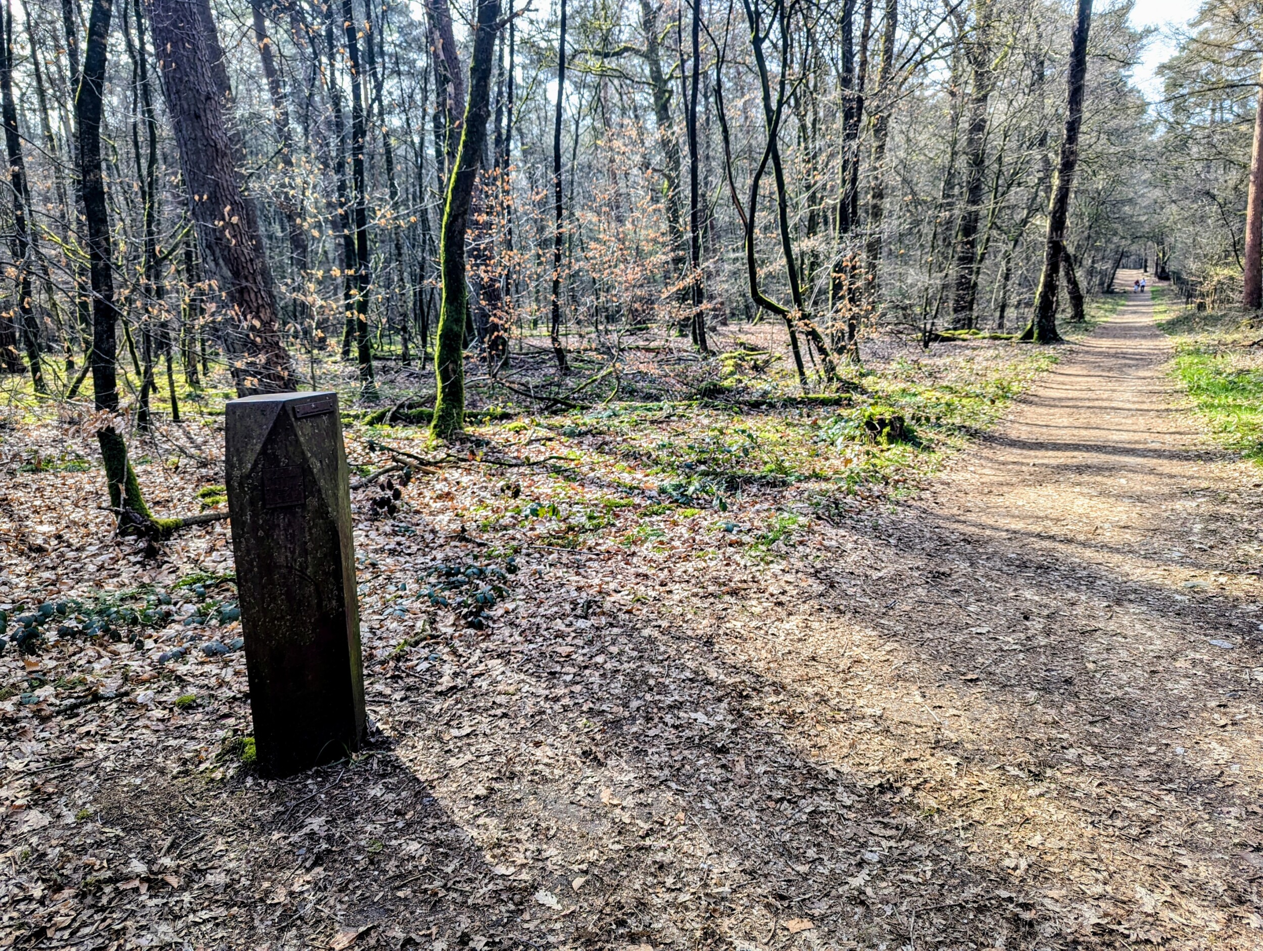 Grenspaal op het Noaberpad in Gelderland